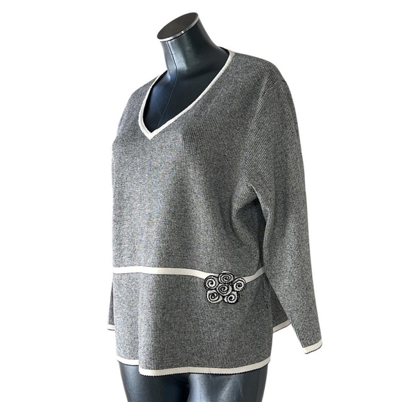 JONES NEW YORK Woman Long Sleeve Black White Sweater Top Sz 2X - Picture 9 of 16